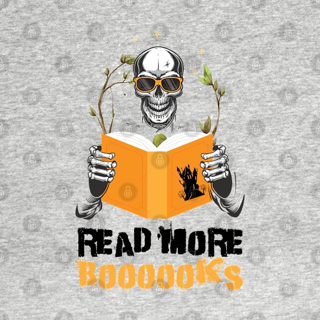 Read More Books Halloween Cute Ghost Skeleton Librarian Teacher, read more boooooks by chidadesign